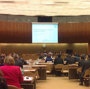 Conference room at the multilateral expert discussions on lethal autonomous weapons systems at the UN in Geneva, April 2015 (Article 36)